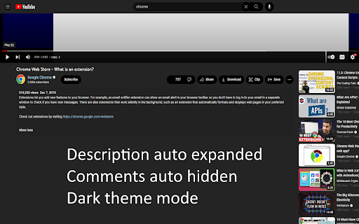 TubeVision+  from Chrome web store to be run with OffiDocs Chromium online