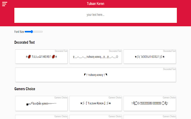Tulisan Keren copy and paste  from Chrome web store to be run with OffiDocs Chromium online