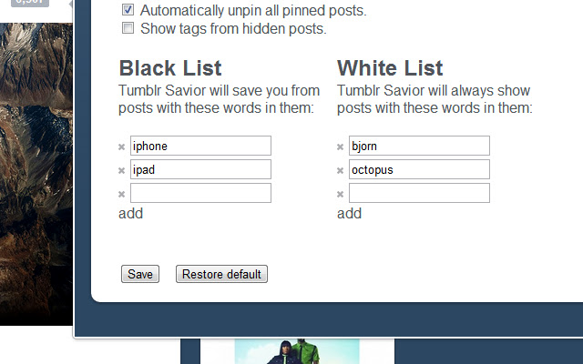 Tumblr Savior  from Chrome web store to be run with OffiDocs Chromium online