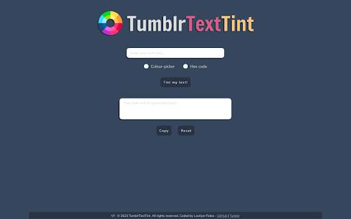 TumblrTextTint  from Chrome web store to be run with OffiDocs Chromium online