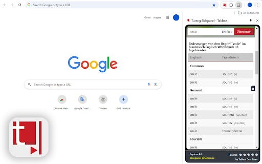 Tureng Sidepanel Tabbee  from Chrome web store to be run with OffiDocs Chromium online