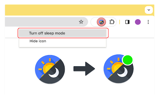 Turn off sleep mode  from Chrome web store to be run with OffiDocs Chromium online