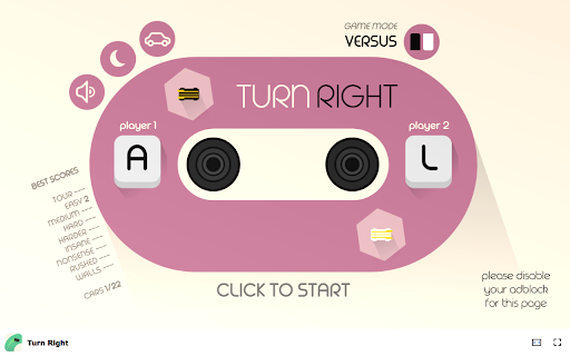 Turn Right Game Complete laps with precise drifting skills!  from Chrome web store to be run with OffiDocs Chromium online