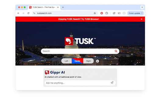 TUSK Search and Privacy Essentials  from Chrome web store to be run with OffiDocs Chromium online
