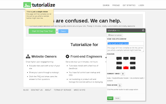 Tutorialize  from Chrome web store to be run with OffiDocs Chromium online