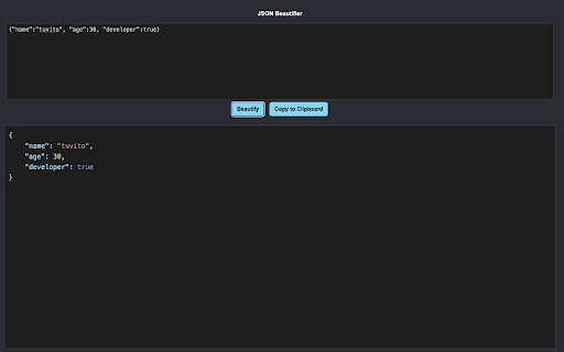 Tuvito JSON  from Chrome web store to be run with OffiDocs Chromium online