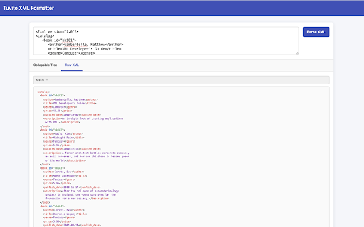Tuvito XML Formatter  from Chrome web store to be run with OffiDocs Chromium online