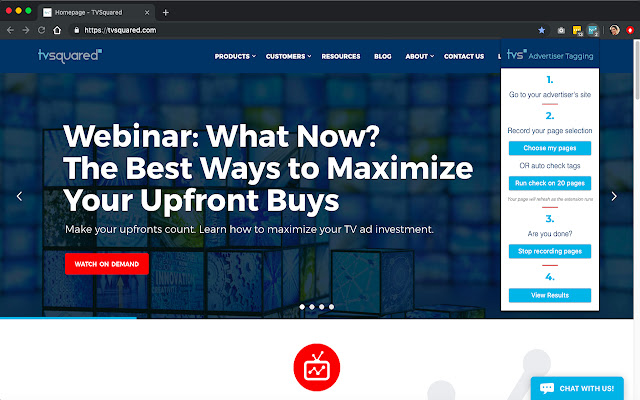 TVSquared Advertiser Tagging  from Chrome web store to be run with OffiDocs Chromium online
