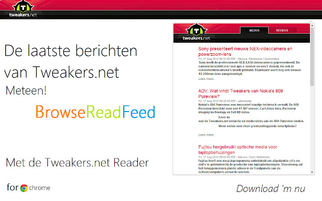 Tweakers.net Reader dal negozio web di Chrome da eseguire con OffiDocs Chromium online