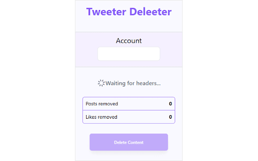 Tweeter Deleeter from Chrome web store to be run with OffiDocs Chromium online Tweeter Deleeter from Chrome web store to be run with OffiDocs Chromium online