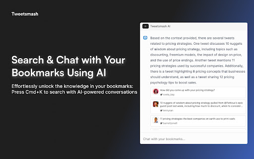 TweetsMash  from Chrome web store to be run with OffiDocs Chromium online