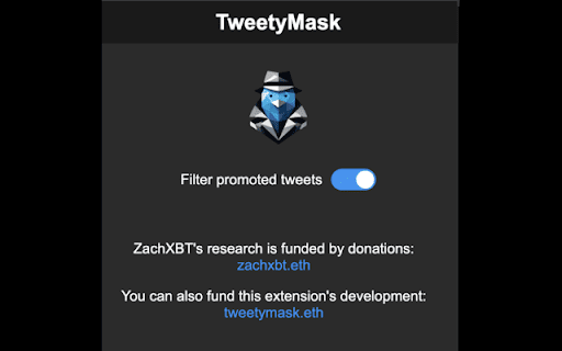 TweetyMask  from Chrome web store to be run with OffiDocs Chromium online