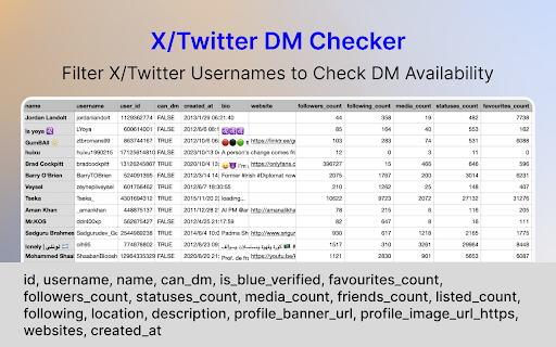 TwEnrich X/Twitter profile enrichment  from Chrome web store to be run with OffiDocs Chromium online