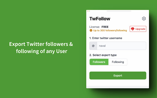 TwFollow: Export Twitter/X Followers  from Chrome web store to be run with OffiDocs Chromium online