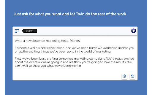 Twin Ai  from Chrome web store to be run with OffiDocs Chromium online