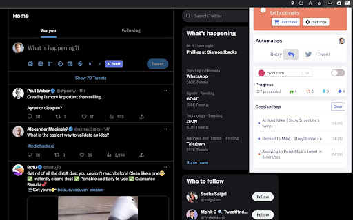 Twirf Surf twitter trends with AI  from Chrome web store to be run with OffiDocs Chromium online