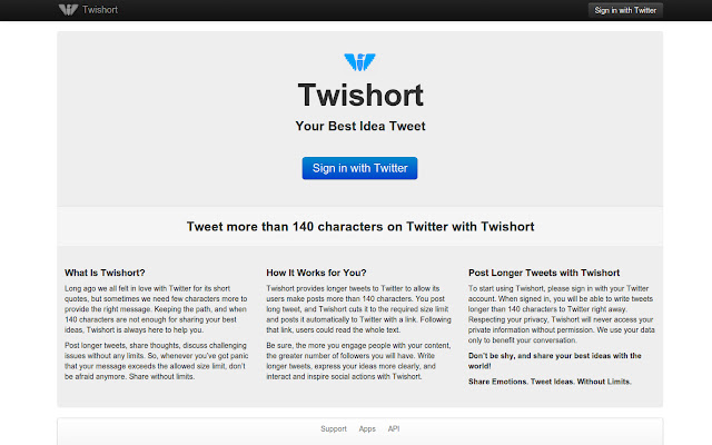 Twishort  from Chrome web store to be run with OffiDocs Chromium online