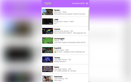 TWIS Twitch Who is Streaming  from Chrome web store to be run with OffiDocs Chromium online