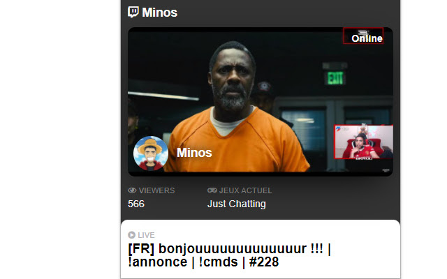Twitch Alert: Minos  from Chrome web store to be run with OffiDocs Chromium online