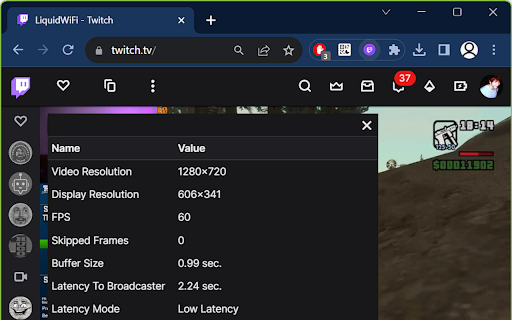 Twitch Low Latency  from Chrome web store to be run with OffiDocs Chromium online