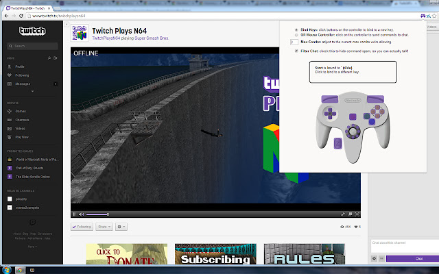 TwitchPlaysN64 Controller  from Chrome web store to be run with OffiDocs Chromium online