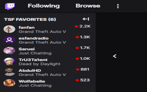 Twitch Sidebar Favorites from Chrome web store to be run with OffiDocs Chromium online Twitch Sidebar Favorites from Chrome web store to be run with OffiDocs Chromium online