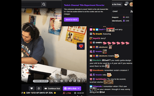 Twitch Title UI Reverter  from Chrome web store to be run with OffiDocs Chromium online