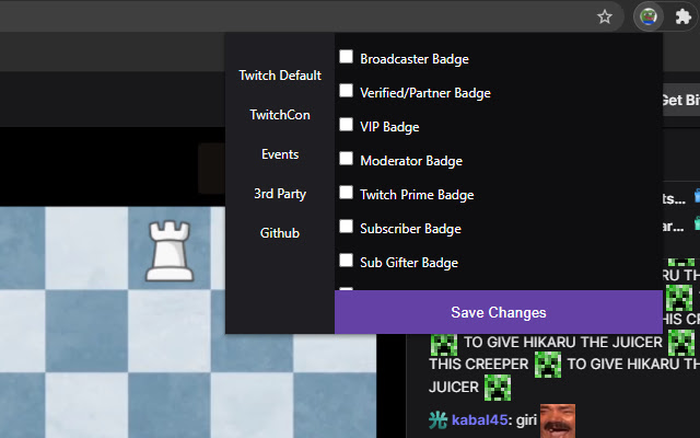 TwitchTV Badge Manager  from Chrome web store to be run with OffiDocs Chromium online