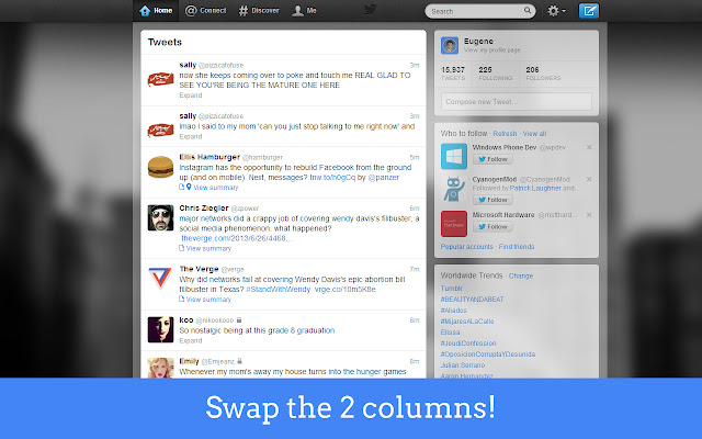 TwitColumns for Twitter  from Chrome web store to be run with OffiDocs Chromium online