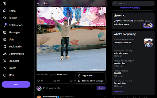 TwitEmbed  from Chrome web store to be run with OffiDocs Chromium online