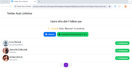 Twitter Auto Unfollow Tool  from Chrome web store to be run with OffiDocs Chromium online