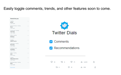 Twitter Dials  from Chrome web store to be run with OffiDocs Chromium online