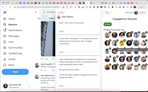 Twitter Engagement Booster  from Chrome web store to be run with OffiDocs Chromium online