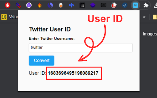 Twitter ID and Username Converter  from Chrome web store to be run with OffiDocs Chromium online