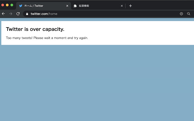 Twitter is over capacity.  from Chrome web store to be run with OffiDocs Chromium online