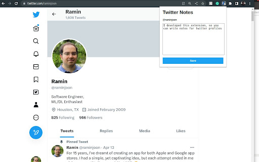 Twitter Notes  from Chrome web store to be run with OffiDocs Chromium online