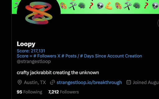 Twitter Poster Score  from Chrome web store to be run with OffiDocs Chromium online