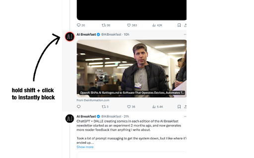 Twitter Profile Blocker  from Chrome web store to be run with OffiDocs Chromium online
