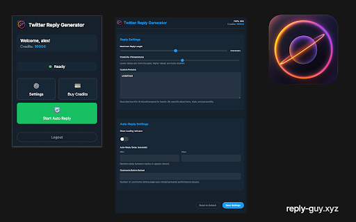 Twitter Reply Generator  from Chrome web store to be run with OffiDocs Chromium online