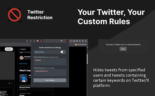 Twitter Restriction  from Chrome web store to be run with OffiDocs Chromium online