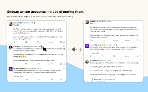 Twitter snooze  from Chrome web store to be run with OffiDocs Chromium online
