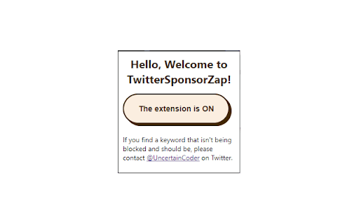 TwitterSponsorZap  from Chrome web store to be run with OffiDocs Chromium online