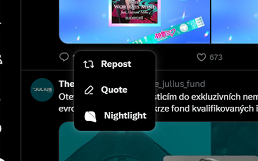 Twitter to Nightlight  from Chrome web store to be run with OffiDocs Chromium online
