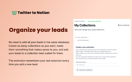 Twitter To Notion CRM  from Chrome web store to be run with OffiDocs Chromium online