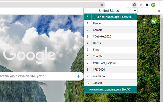 Twitter Trends  from Chrome web store to be run with OffiDocs Chromium online
