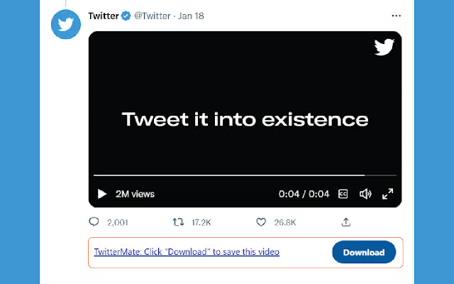 Twitter Video Downloader By TwitterMate  from Chrome web store to be run with OffiDocs Chromium online