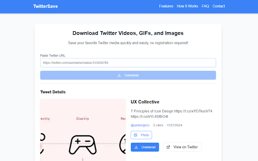 Twitter Video Downloader Download twitter videos  GIF Online  from Chrome web store to be run with OffiDocs Chromium online