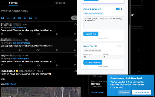 Twitter/X Comment Bot  from Chrome web store to be run with OffiDocs Chromium online