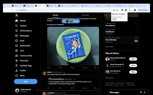 Twitter (X) Like Blocker  from Chrome web store to be run with OffiDocs Chromium online