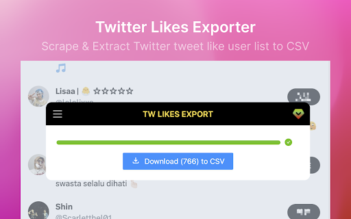 TwLikesExport X/Twitter Likes Export  from Chrome web store to be run with OffiDocs Chromium online